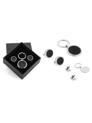 Kutulu Metal Anahtarlık Kol Düğmeli Set