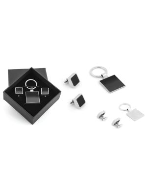 Kutulu Metal Anahtarlık Kol Düğmeli Set