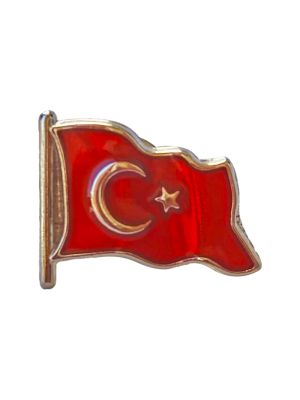 Türk Bayrağı Mineli Yaka Rozeti (İğneli)