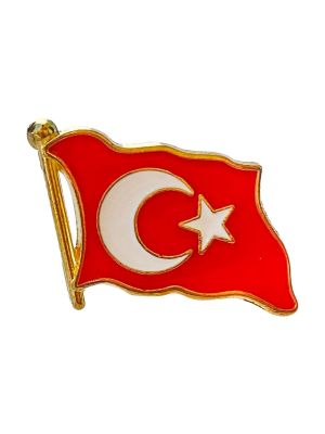 Türk Bayrağı Mineli Yaka Rozeti (İğneli)