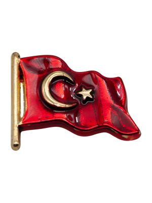 Türk Bayrağı Mineli Yaka Rozeti (İğneli)